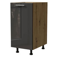 KÜCHENUNTERSCHRANK Essen D1D/40/kargo Graphit Hochglanz / Eiche Artisan Matt 40 / 50 / 82cm - Graphitfarben/Eiche Artisan, Holz/Holzwerkstoff (40/82/50cm) - Feldmann-Wohnen