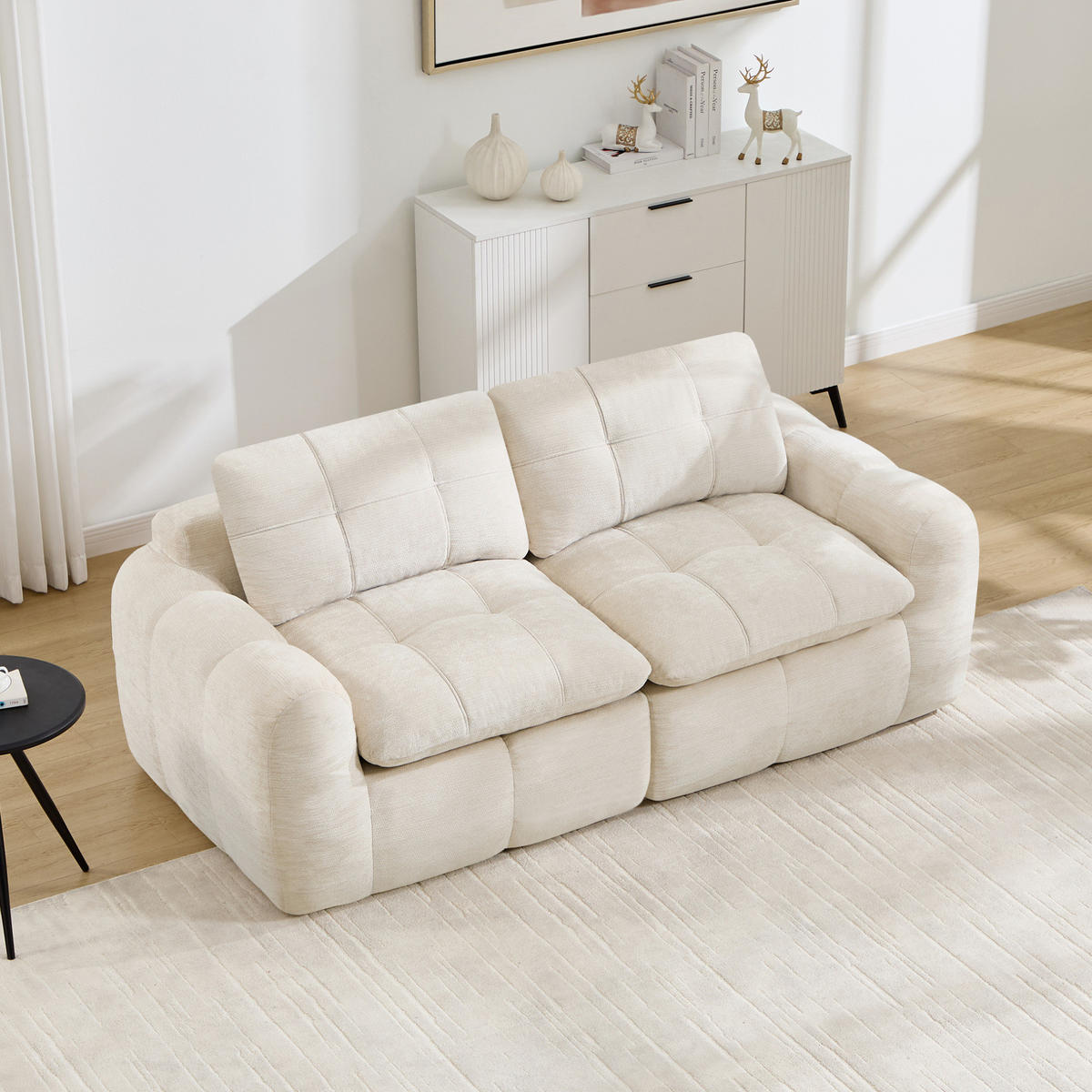 SOFA 194/97/68 cm in Beige aus Chenille mit modularer Bauweise - Beige, Textil (97/68/194cm) - Flora Grace
