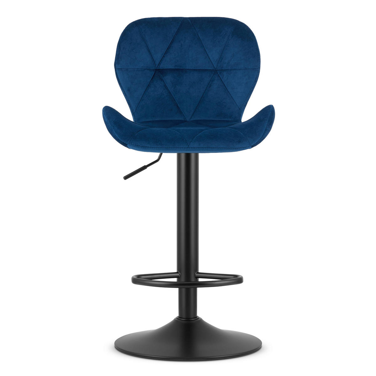 BARHOCKER 2-er Set WEST marineblauer Sitz, schwarze Basis - Schwarz/Dunkelblau, Textil (46/111/48.5cm) - Valora