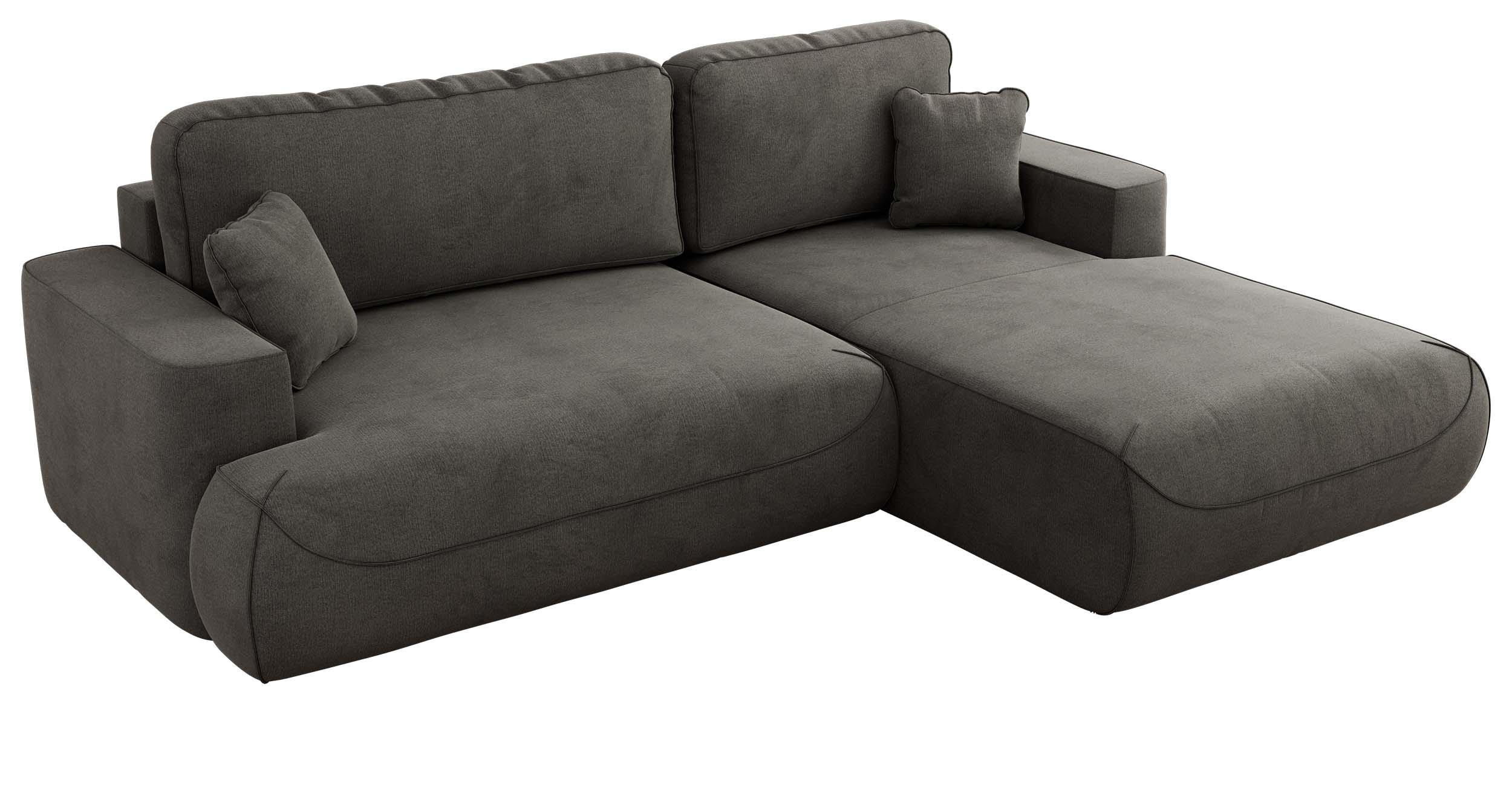 ECKSOFA OVO L Dunkelgrau Velvet - Rechts Seite - Dunkelgrau/Schwarz, Kunststoff/Textil (195/271cm) - MKS