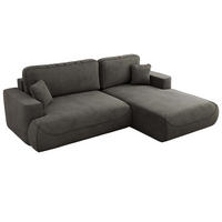 ECKSOFA OVO L Dunkelgrau Velvet - Rechts Seite - Dunkelgrau/Schwarz, Kunststoff/Textil (195/271cm) - MKS