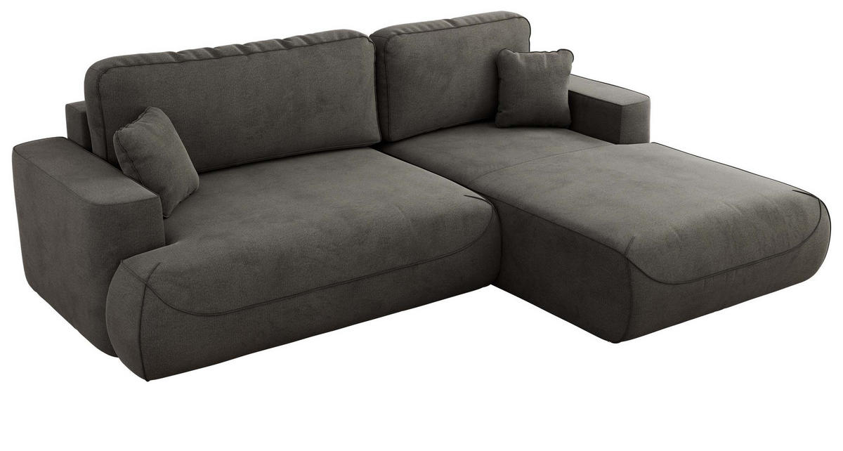 ECKSOFA OVO L Dunkelgrau Velvet - Rechts Seite - Dunkelgrau/Schwarz, Kunststoff/Textil (195/271cm) - MKS