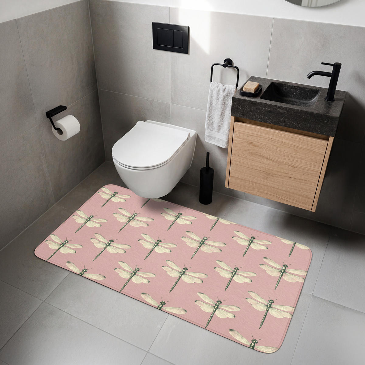 WC-VORLEGER Lillibells - Muster - Rosa WC Teppich 120x60 cm - Rosa, Kunststoff/Textil (120/1cm) - OnlyWow