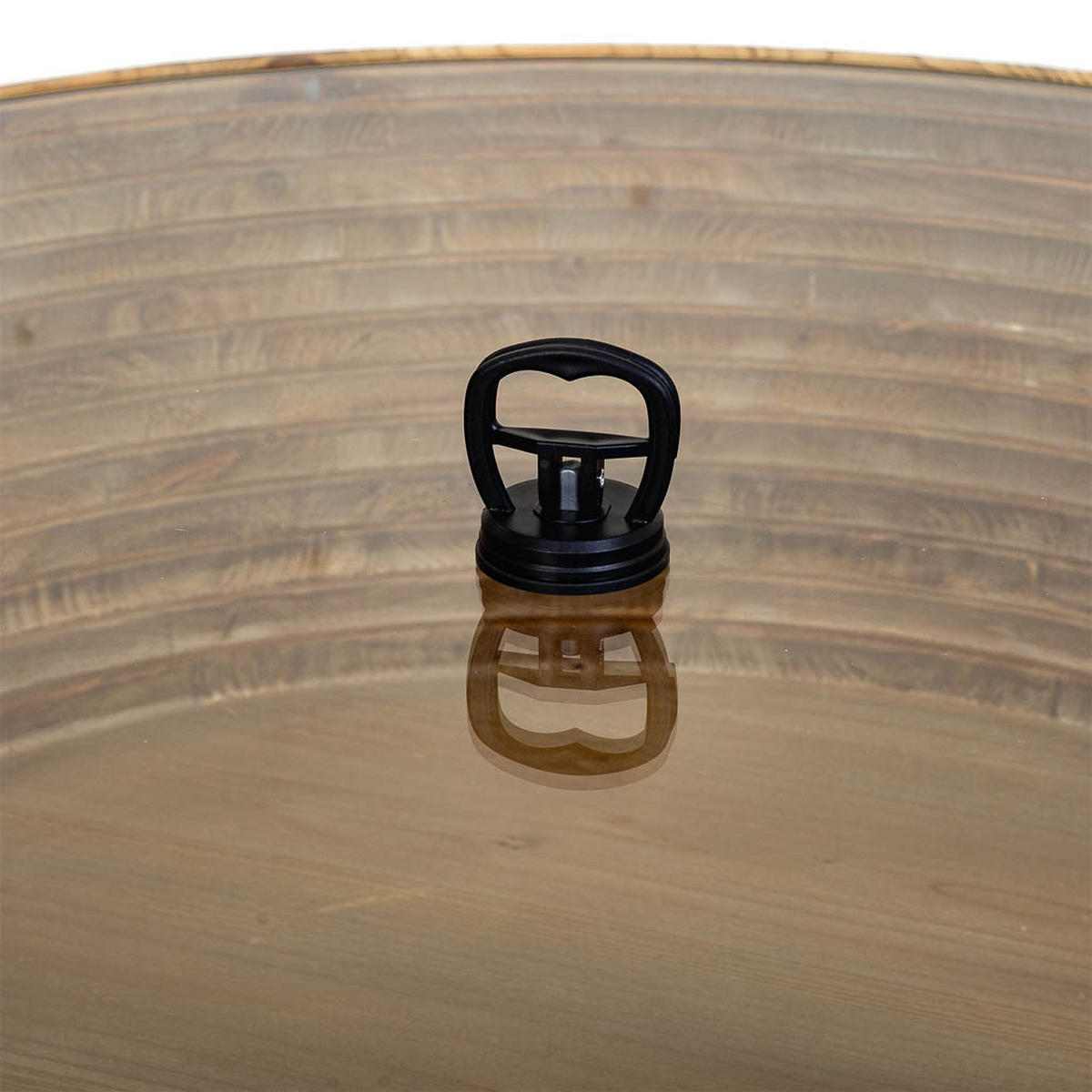 COUCHTISCH aus braunem Holz, Metall und Glas, D102x46 - Braun, Holz (102/102/46cm) - Wanderlust