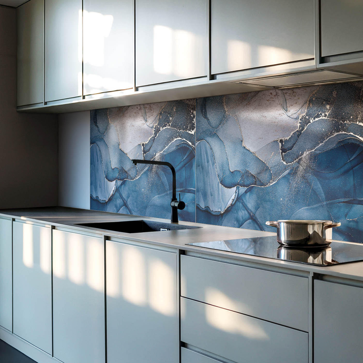 WANDPANEEL 120x60 cm selbstklebend Aurora - Blau/Goldfarben, Kunststoff (60/1.6/120cm) - Wallfluent