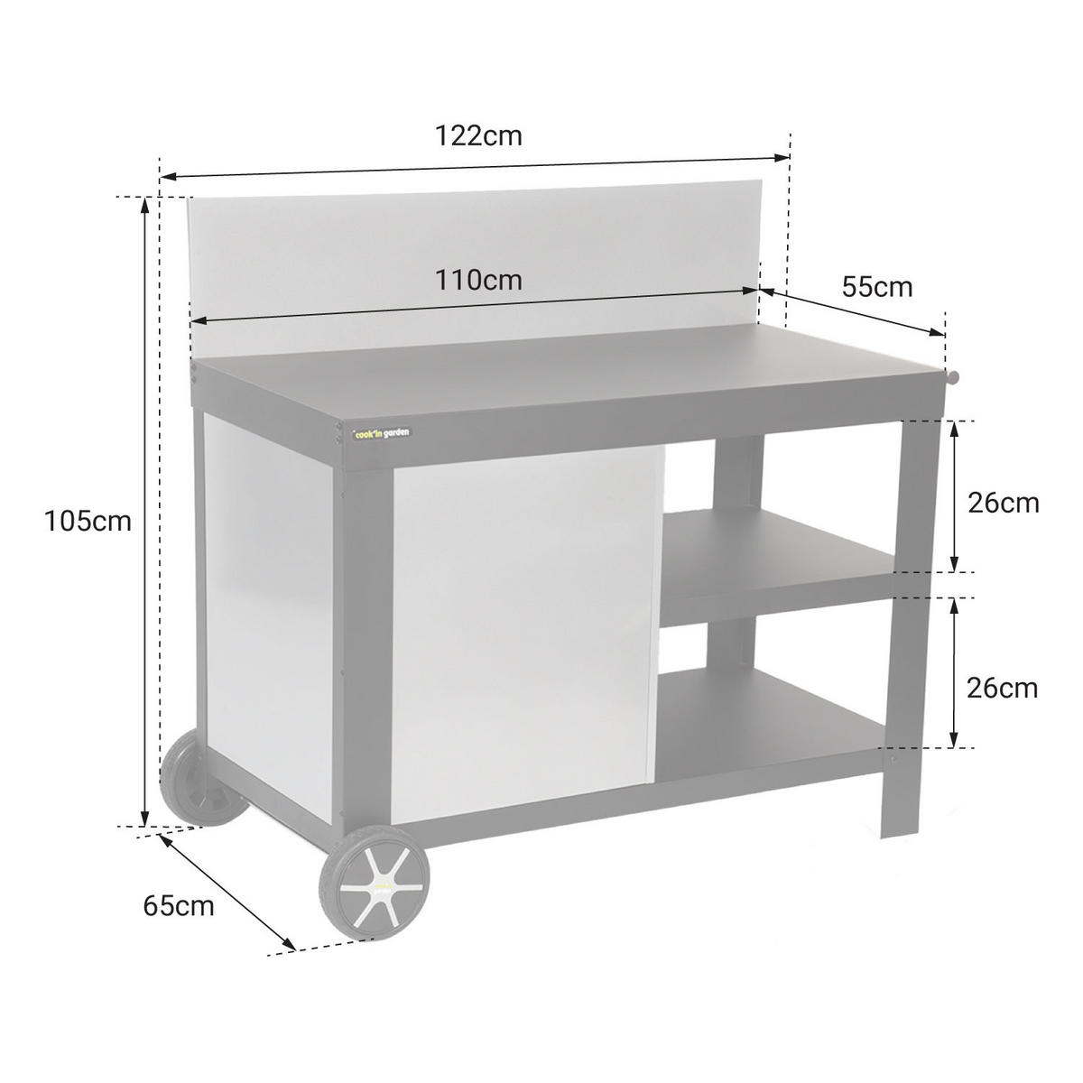 GESTELL Nova Schwarz - Schwarz, Metall (60/105/122cm) - Cook'in Garden