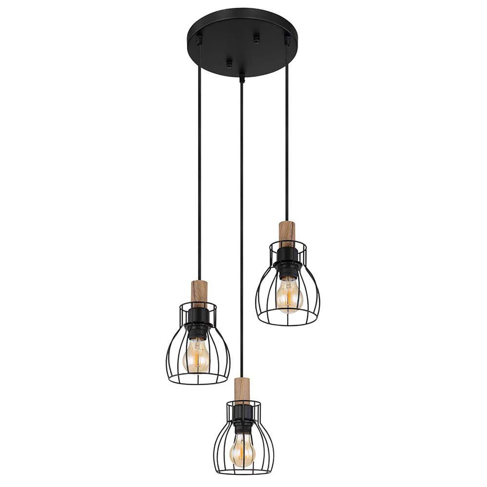 LED HÄNGELEUCHTE Metall Schwarz Holz - Schwarz, Holz (35.5/35.5/120cm) - Globo Lighting