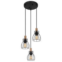 LED HÄNGELEUCHTE Metall Schwarz Holz - Schwarz, Holz (35.5/35.5/120cm) - Globo Lighting