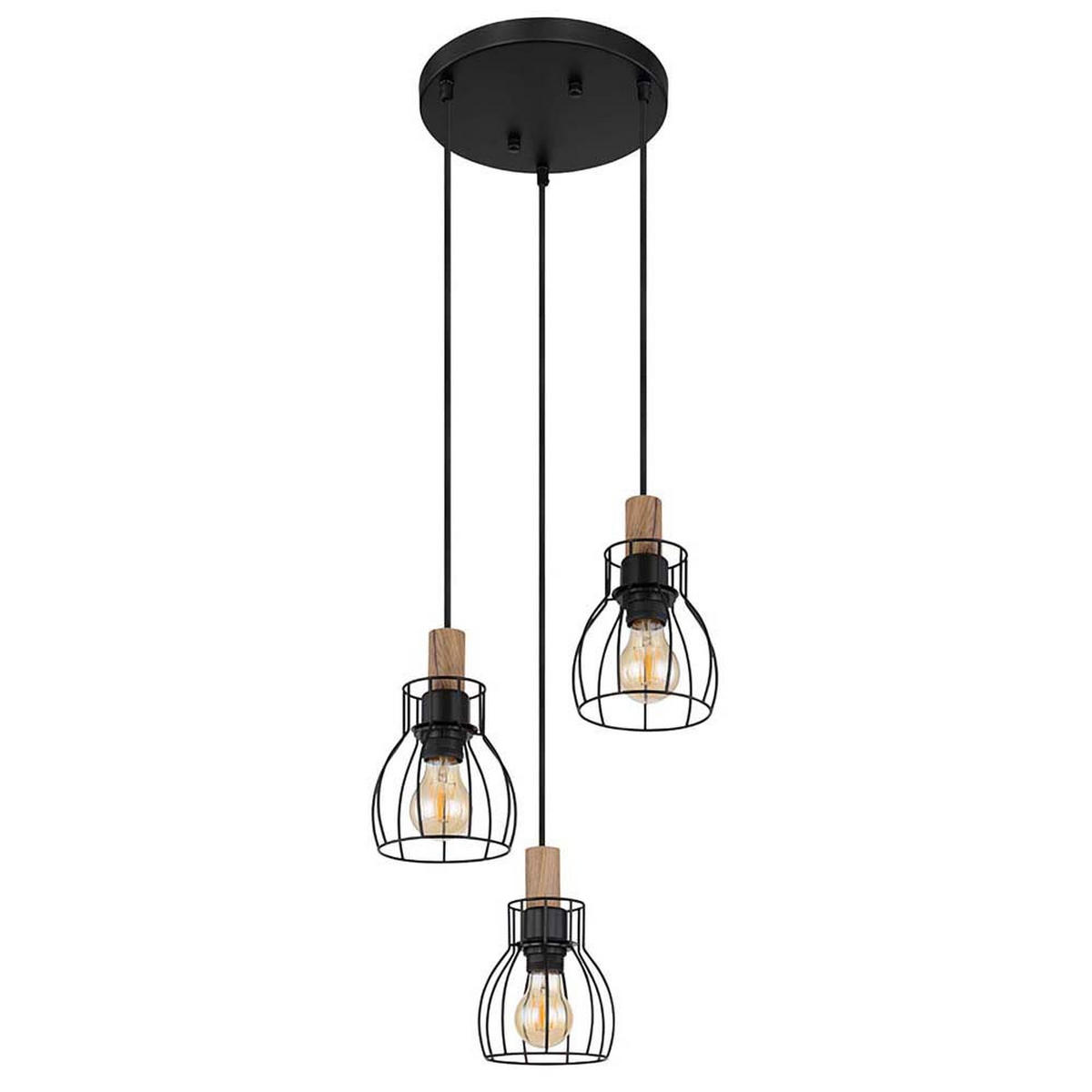 LED HÄNGELEUCHTE Metall Schwarz Holz - Schwarz, Holz (35.5/35.5/120cm) - Globo Lighting
