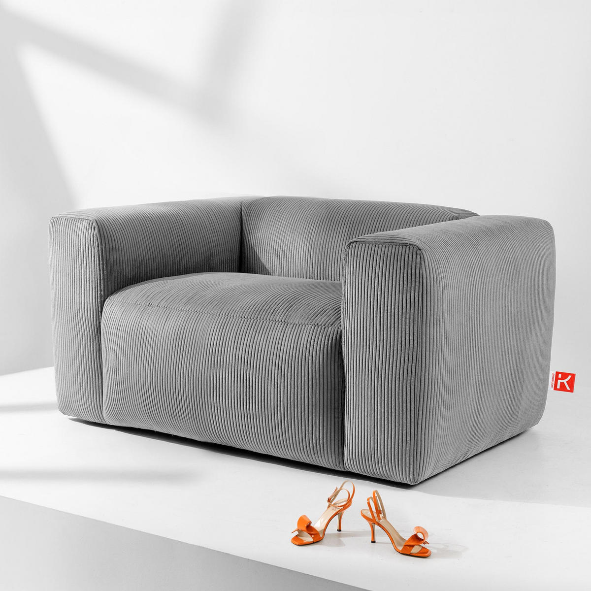 SESSEL BUFFO , Hellgrau - Hellgrau, Textil (130/73/96cm) - KONSIMO®