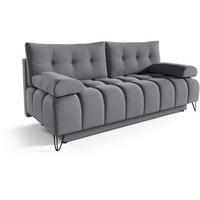 SCHLAFSOFA Bergen im Veloursstoff, Hellgrau - Hellgrau/Schwarz, Textil (197/93/100cm) - Beautysofa