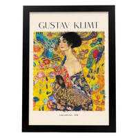 POSTER Dame Mit Fan A3 Schwarzer Rahmen - Schwarz, Papier (29.7/5/42cm) - Nacnic