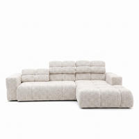 ECKSOFA TENDER Rechts mit Schlaffunktion und Verstellbare Kopfstützen, Chenille beige - Beige/Schwarz, Holz/Kunststoff (176/315cm) - Muffo