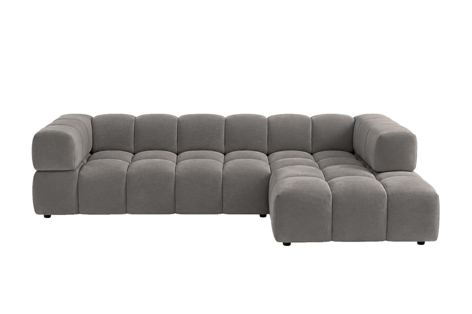 ECKSOFA L-Form, Veloursstoff Bluvel, Aschgrau, Rechts, Averro XL - Grau, Holz (320/150cm) - Kaiser Möbel