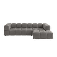 ECKSOFA L-Form, Veloursstoff Bluvel, Aschgrau, Rechts, Averro XL - Grau, Holz (320/150cm) - Kaiser Möbel