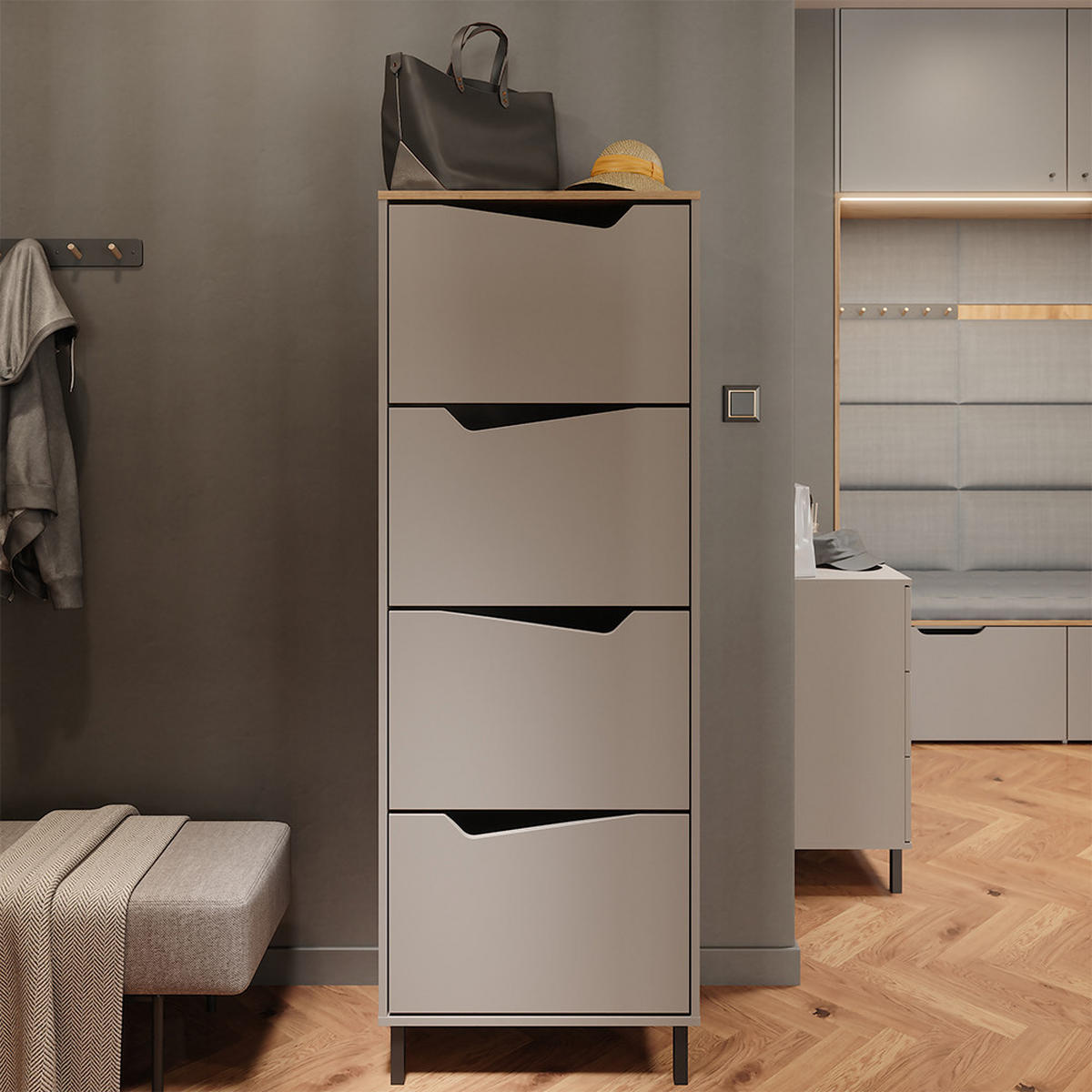 BOTNÍK NA BOTY Marelle Béžový dub/Artisan - šedobéžová, kompozitní dřevo (60/167.4/38cm) - Vicco