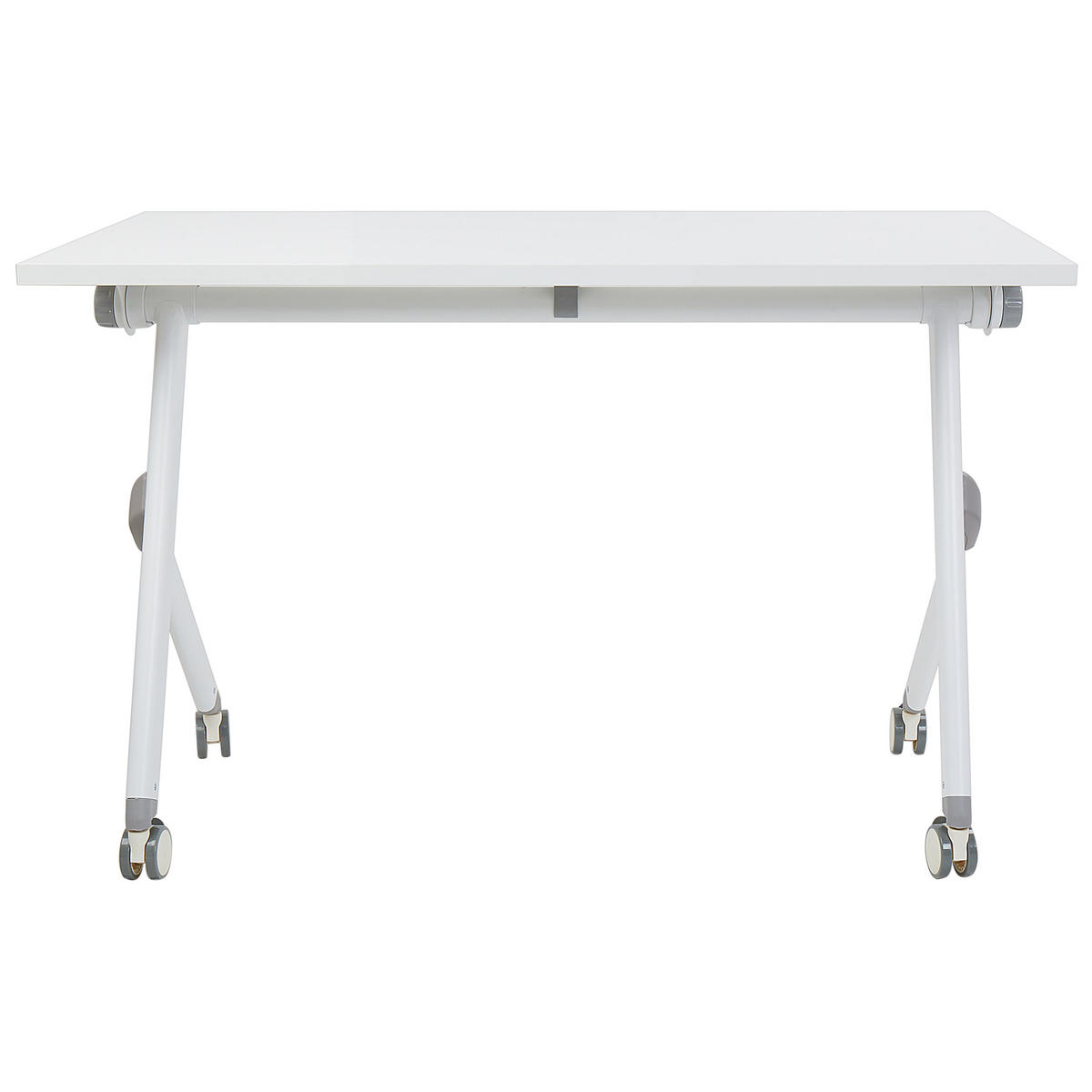 SCHREIBTISCH Zusammenklappbarer Weiß 120/60 cm mit Rädern Bendi - Weiß, Holzwerkstoff (60/120/75cm) - Beliani