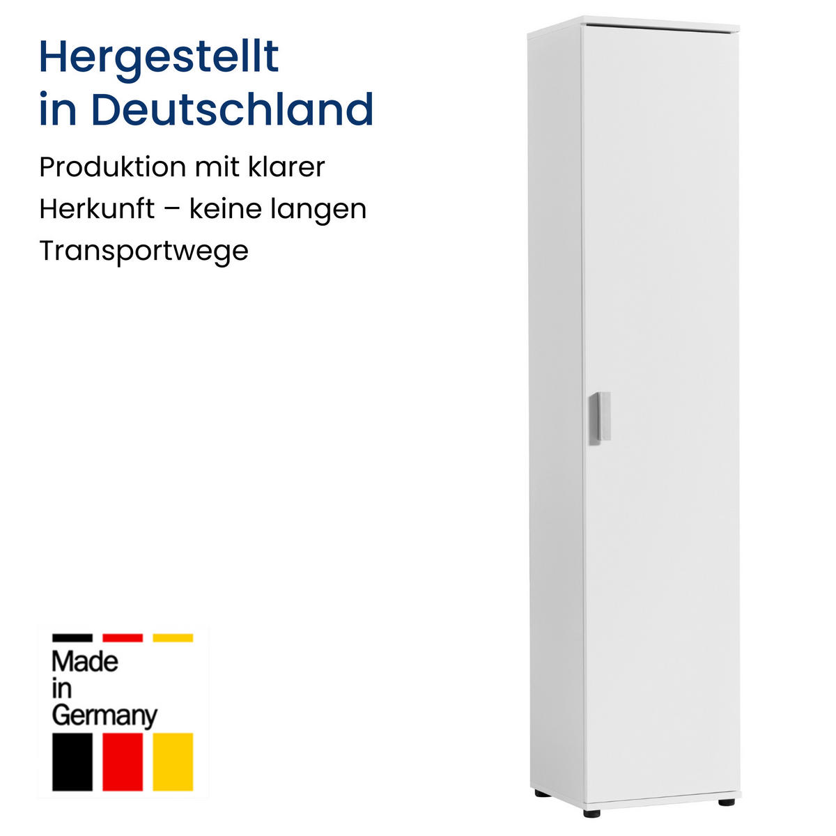 MEHRZWECKSCHRANK mit 1 Tür & 4 Einlegeböden in weiß - Weiß, Holzwerkstoff (40/184/35cm) - Home Collective