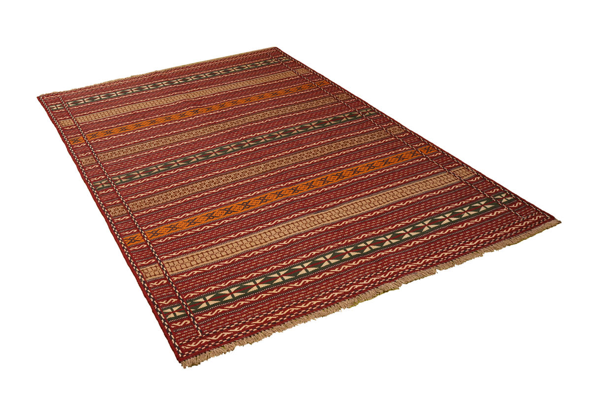 HANDWEBTEPPICH Kelim Kordi Violett 203/147 cm Schurwolle - Violett, Textil (147/203cm) - Looma