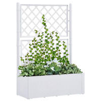 GARTEN-HOCHBEET mit Spalier und Selbstbewässerungssystem Weiß - Weiß, Holz (100/142/43cm) - furnicato