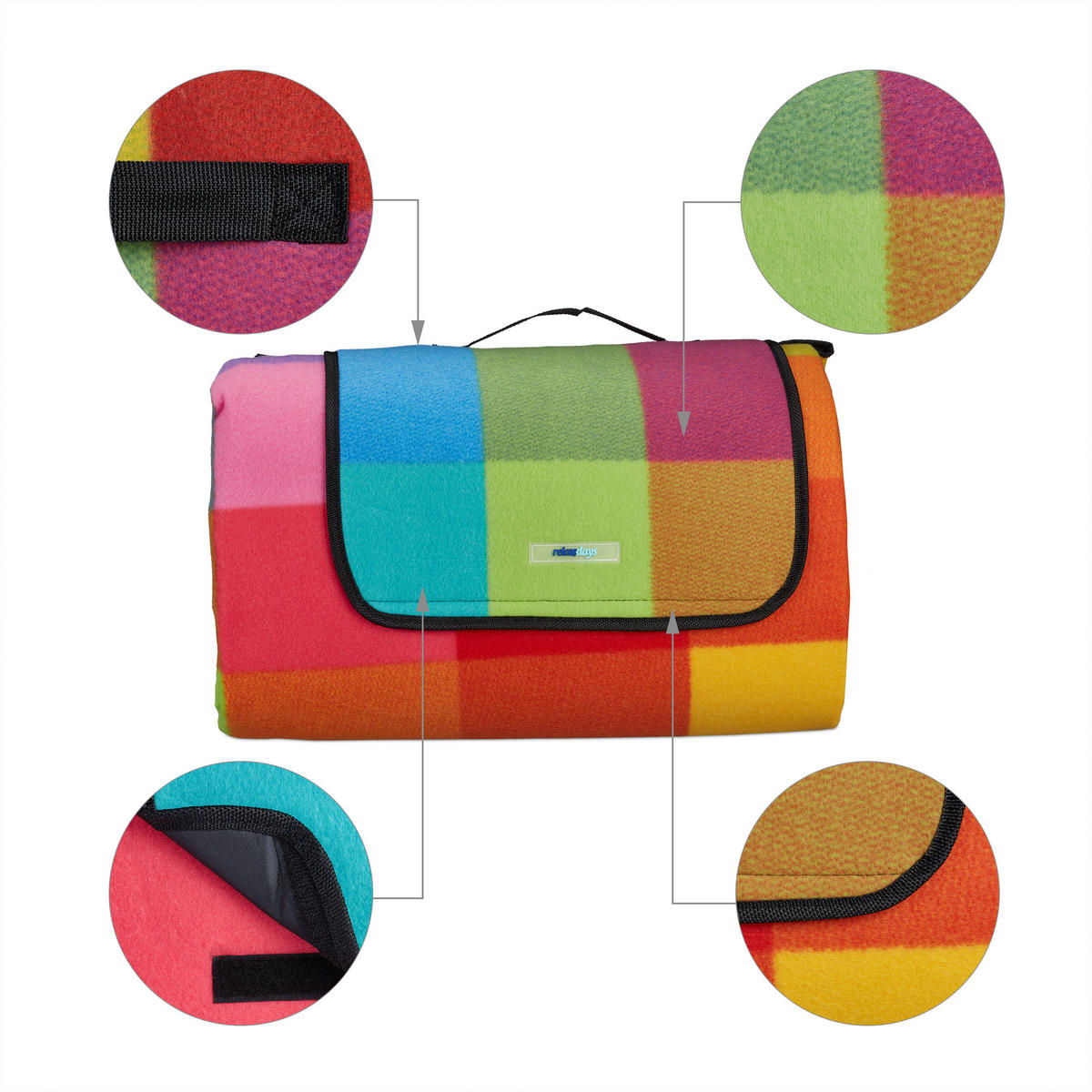 PIKNIKOVÁ deka - různobarevná, kov/textil (200/300cm) - Relaxdays