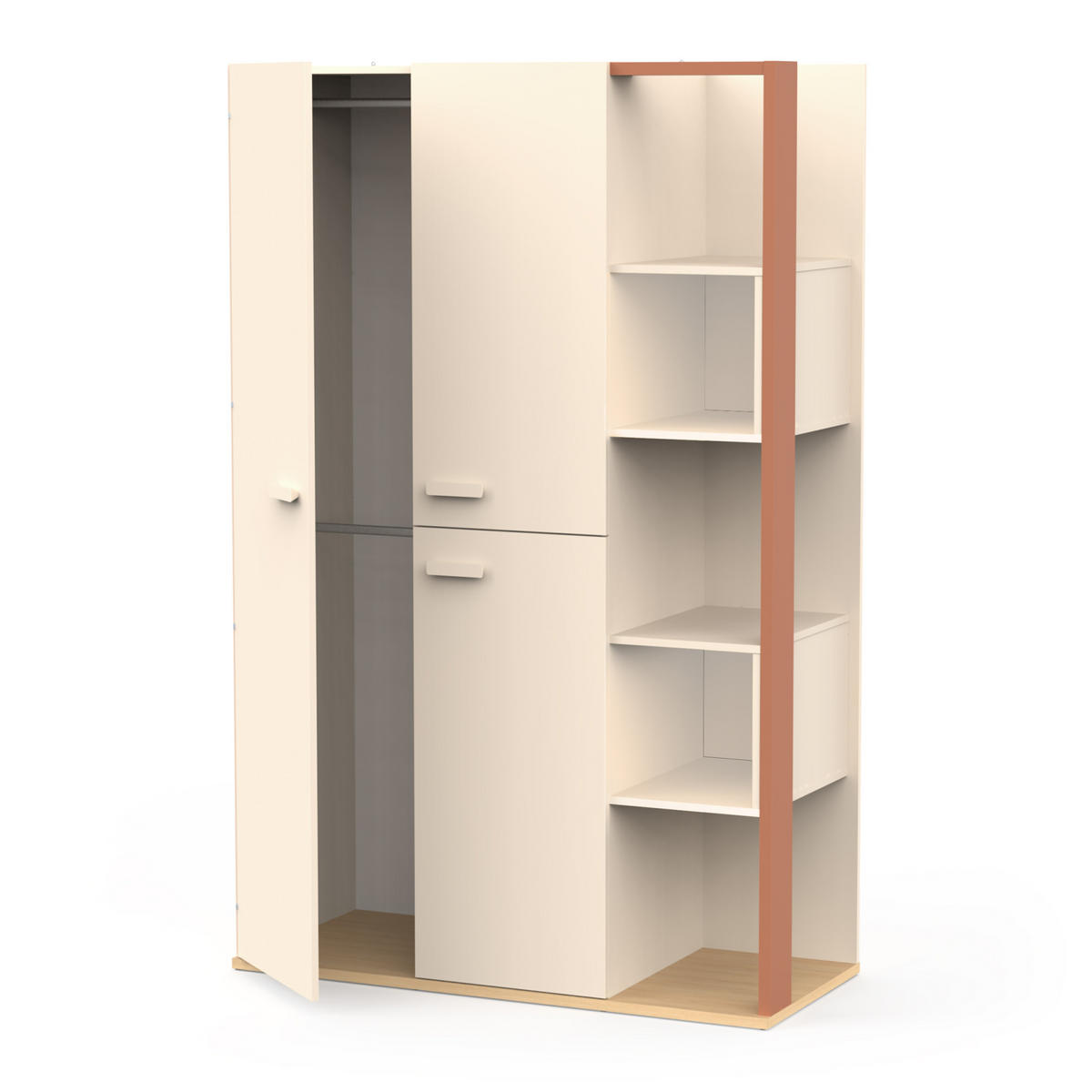 SCHRANK, 3 Türen, 5 Nischen - Modell CAMILLIA - Beige - 119,7 x 51,5 x 186,9 cm - Beige, Holz (51.5/186.9/119.7cm) - Demeyere
