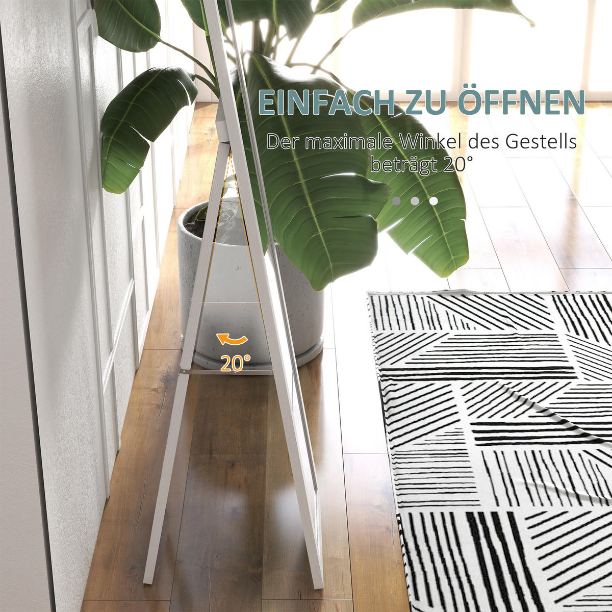 STANDSPIEGEL mit Ständer, freistehend, für Schlafzimmer, Flur, Alu, Weiß - Weiß, Glas (40/155/37cm) - HOMCOM