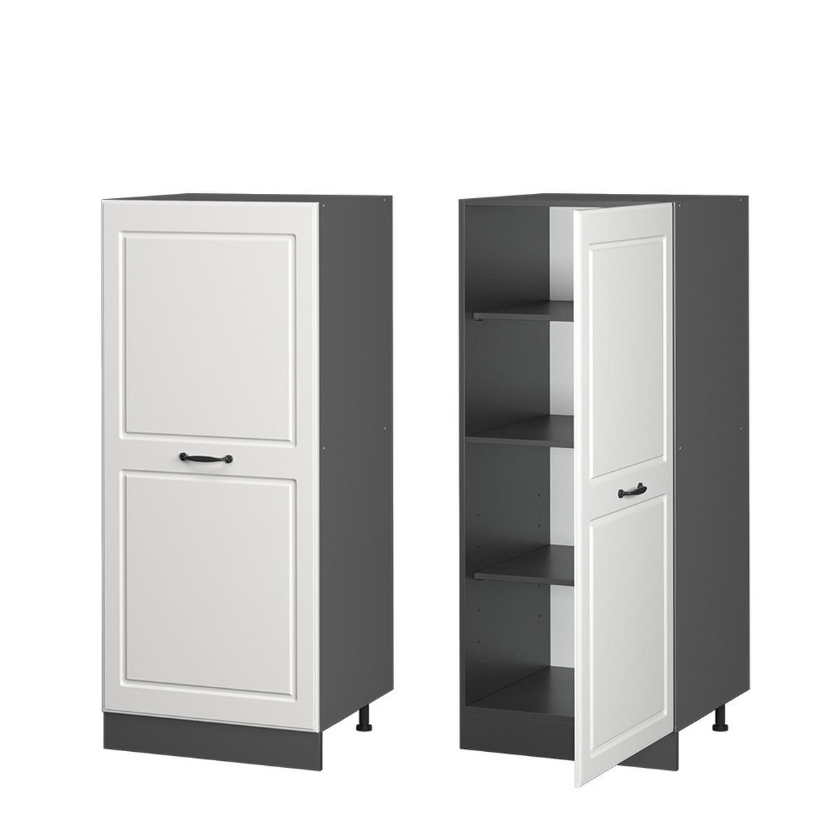 HOCHSCHRANK R-Line Weiß Landhaus 60 cm - Anthrazit/Weiß, Holzwerkstoff (60/143/57cm) - Vicco