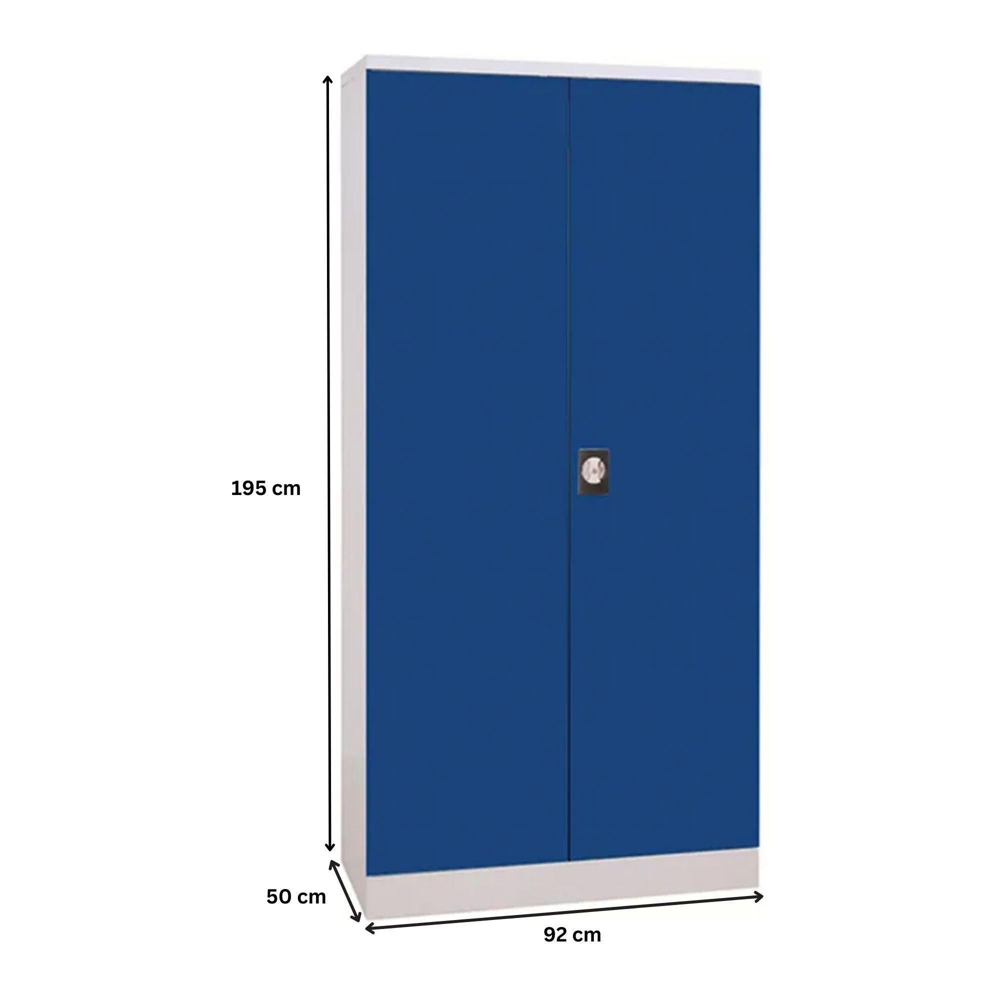STAHLSCHRANK Bee mit 8 lackierten Fachböden 195x92x50 cm Korpusfarbe Verkehrsweiß Frontfarbe Enzianblau - Blau, Metall (92/195/50cm)