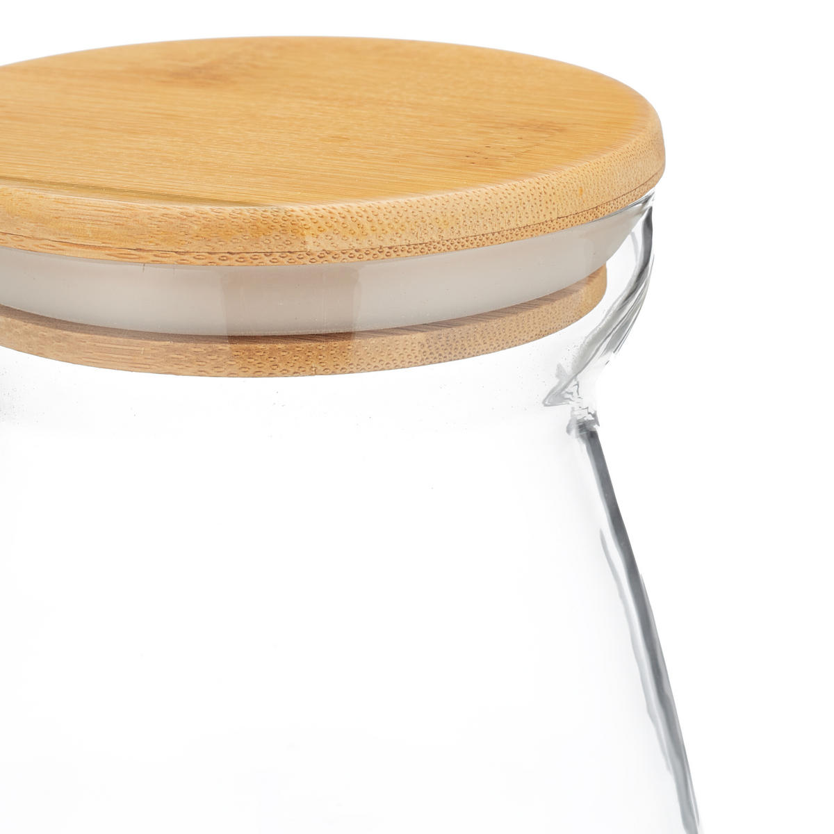 3xVORRATSGLÄSER - Transparent, Glas/Holz (12/21.5/12cm) - Relaxdays