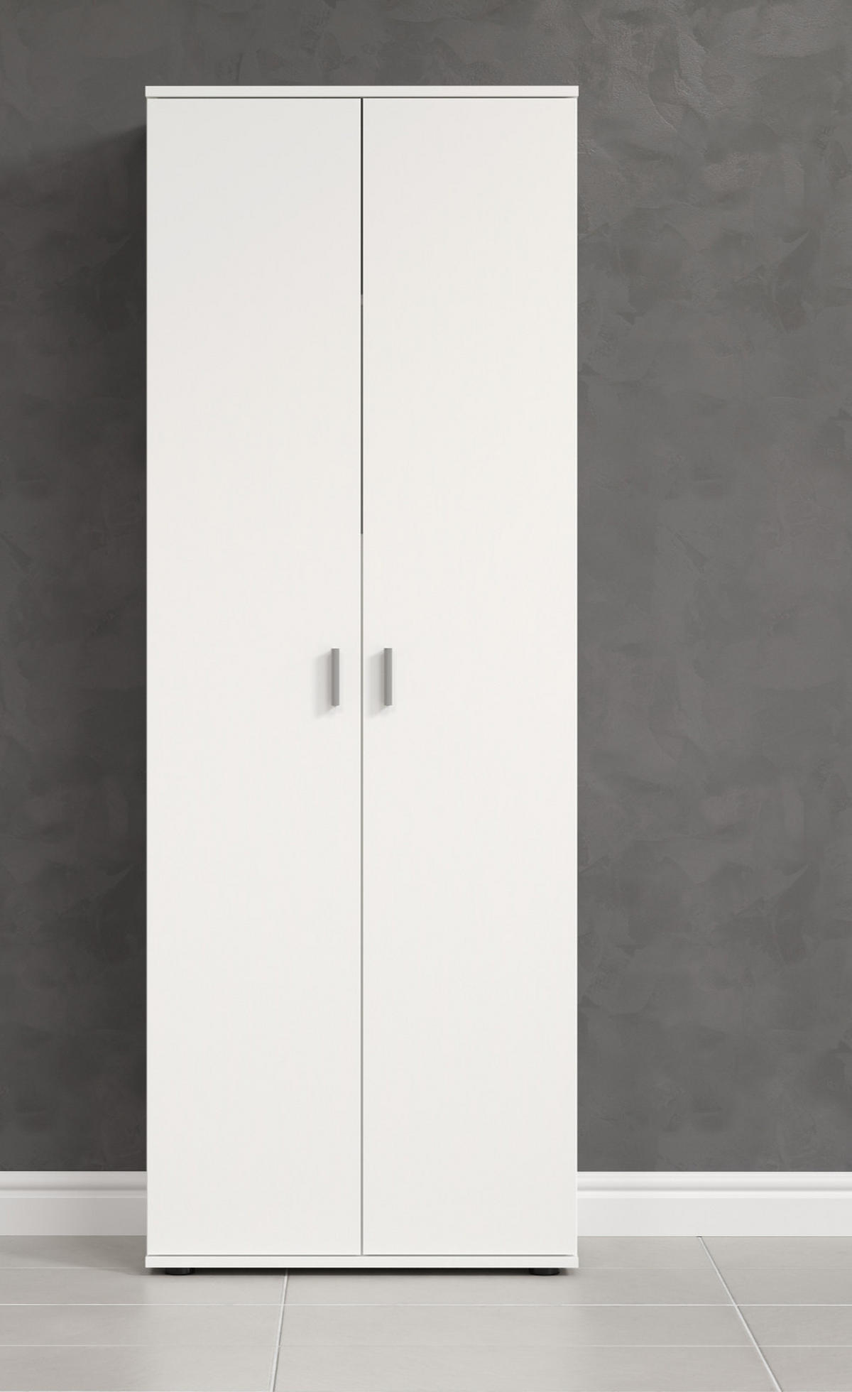 GARDEROBENSCHRANK weiß 60 x 176 cm, Mehrzweckschrank mit viel Stauraum - Silberfarben/Weiß, Holzwerkstoff/Kunststoff (60/176/35cm) - Top.Furn