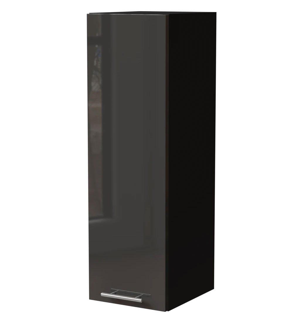 KÜCHENHÄNGESCHRANK W4/30 Essen Graphit Hochglanz / Schwarz Matt 30 / 32,5 / 96cm - Schwarz/Graphitfarben, Holz/Holzwerkstoff (30/96/32.5cm) - Feldmann-Wohnen