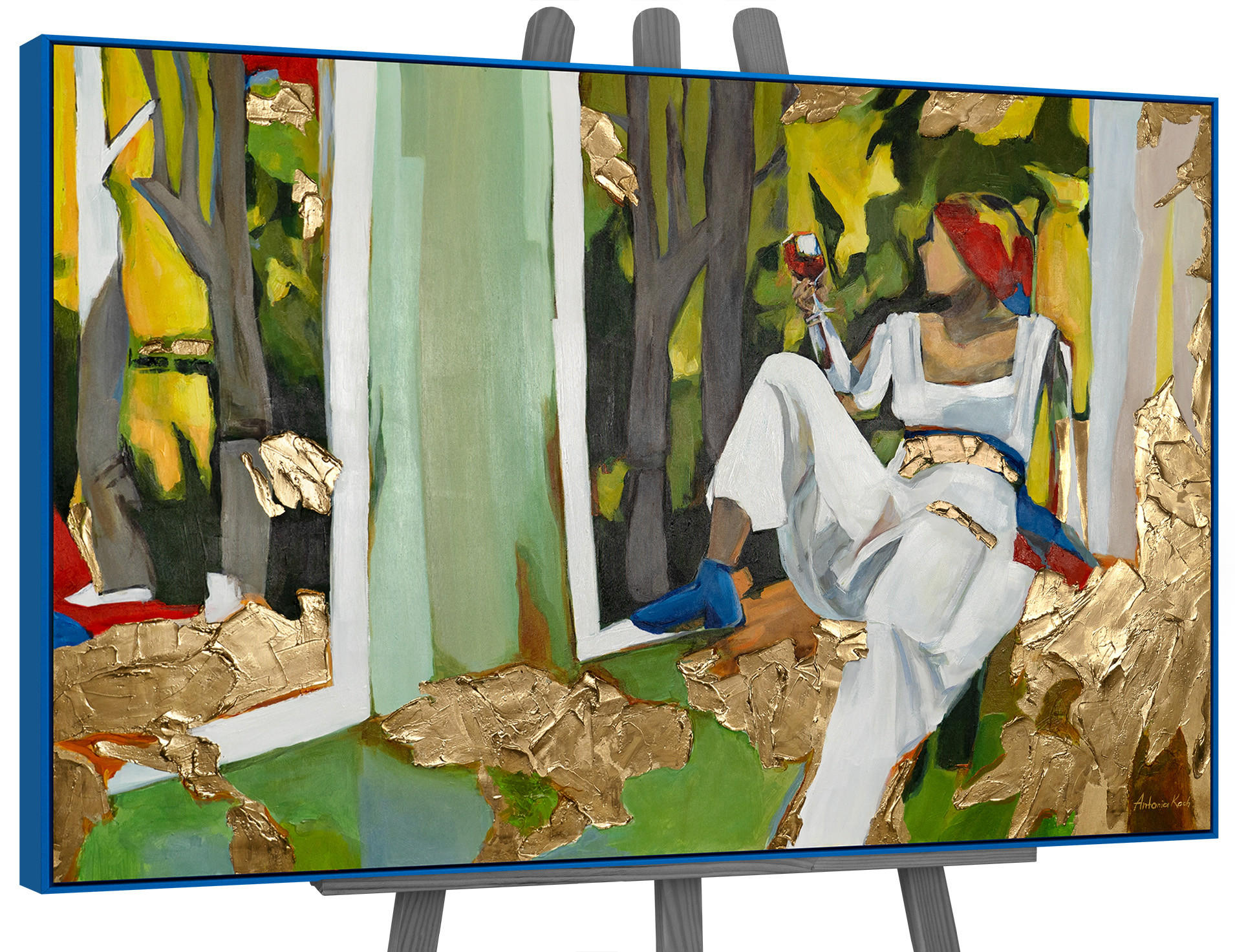 GEMÄLDE Inspiration Schattenfugenrahmen Blau 120x80 cm - Blau, Holz (120/80cm) - YS-art gallery
