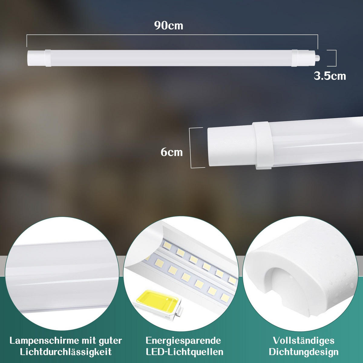 LED-DECKENLEUCHTE Macbeth 5.8/90/3.5cm - Weiß, Kunststoff (90/5.8/3.5cm) - Nettlife