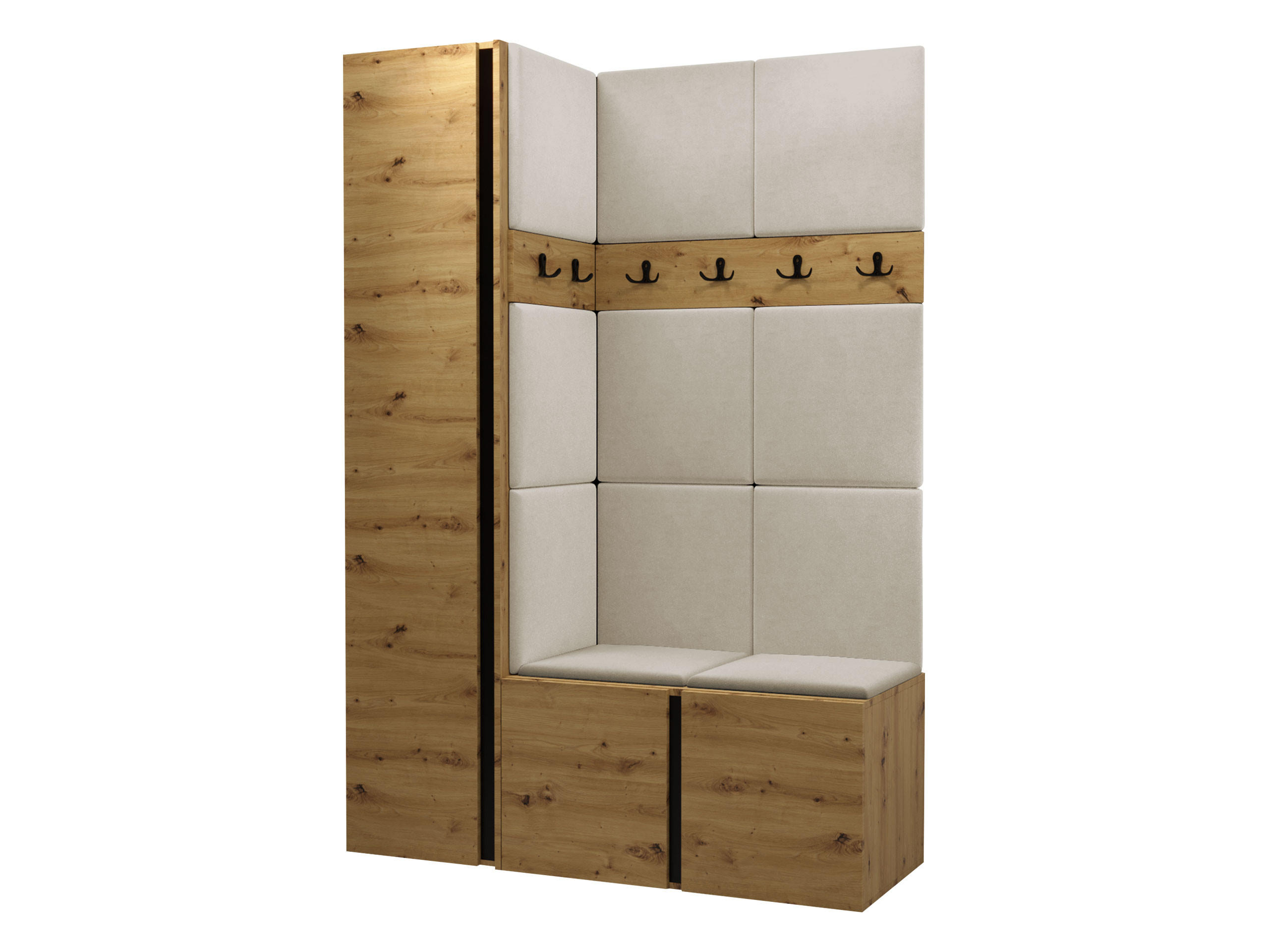 GARDEROBEN-SET Orion IX - Beige/Eiche Artisan, Holzwerkstoff/Kunststoff (124/186/46cm) - MIRJAN24