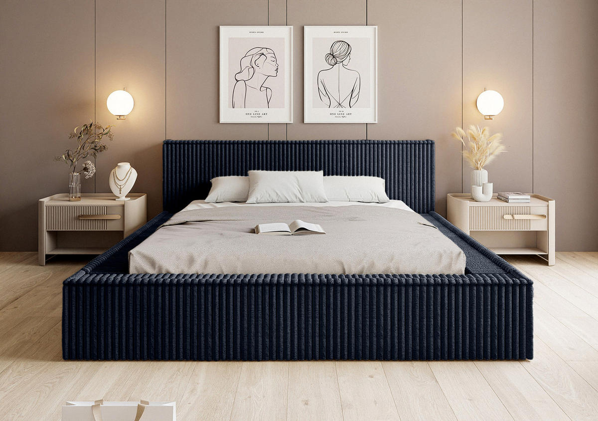 POLSTERBETT ALENZO 180x200 cm, Anthrazit - Anthrazit, Textil (200/180cm) - Fedve