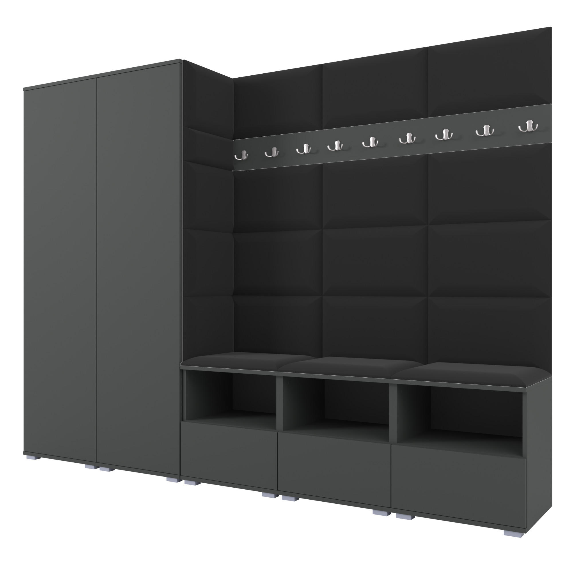 Ravio Garderobe Graphit, Schwarz 250x187x40 cm