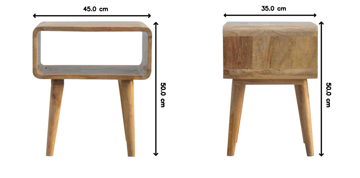NACHTTISCH mit freiem Fach, Nordische Beine, Beige - Messingfarben/Braun, Holz/Metall (45/50/35cm) - Artisan Furniture