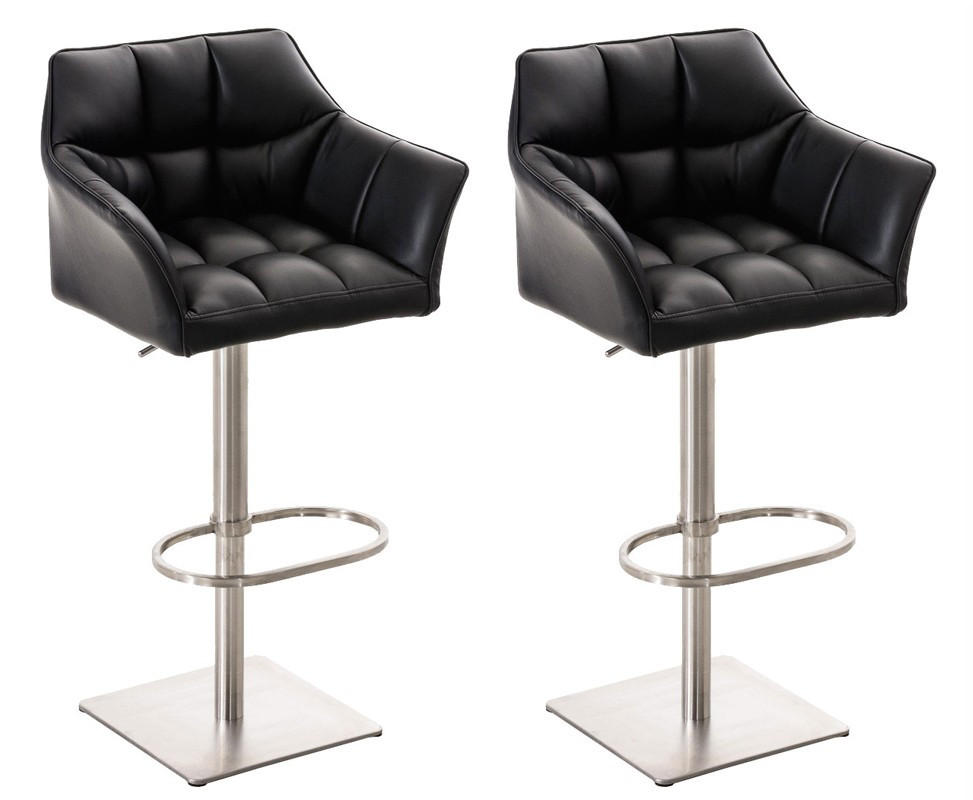 BARHOCKER Damaso 2er Set 88x64x45 cm schwarz - Schwarz, Leder (64/88/45cm) - furnicato