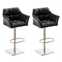 BARHOCKER Damaso 2er Set 88x64x45 cm schwarz - Schwarz, Leder (64/88/45cm) - furnicato