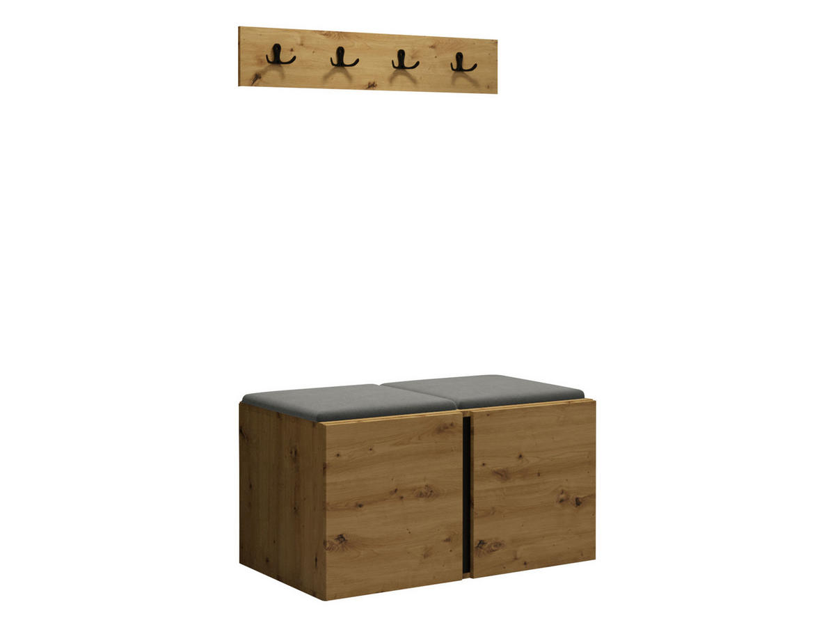 GARDEROBEN-SET Orion VI - Eiche Artisan/Grau, Holzwerkstoff/Kunststoff (84/42/46cm) - MIRJAN24