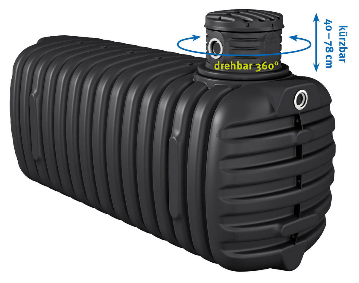 ERDTANK 4100 L inkl. Schachtverlängerung - Schwarz, Kunststoff (124/138/325cm) - 4rain