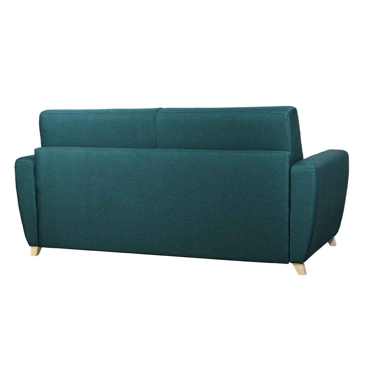 SCHLAFSOFA Skandinavisch Matratze 18 cm Entenblau 3-Sitzer GRAHAM - Blau, Textil (100/188/195cm) - Miliboo