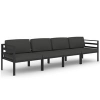 GARTEN-LOUNGE-SET 4Er Set Mit Kissen Aluminium Anthrazit - Anthrazit, Metall - vidaXL