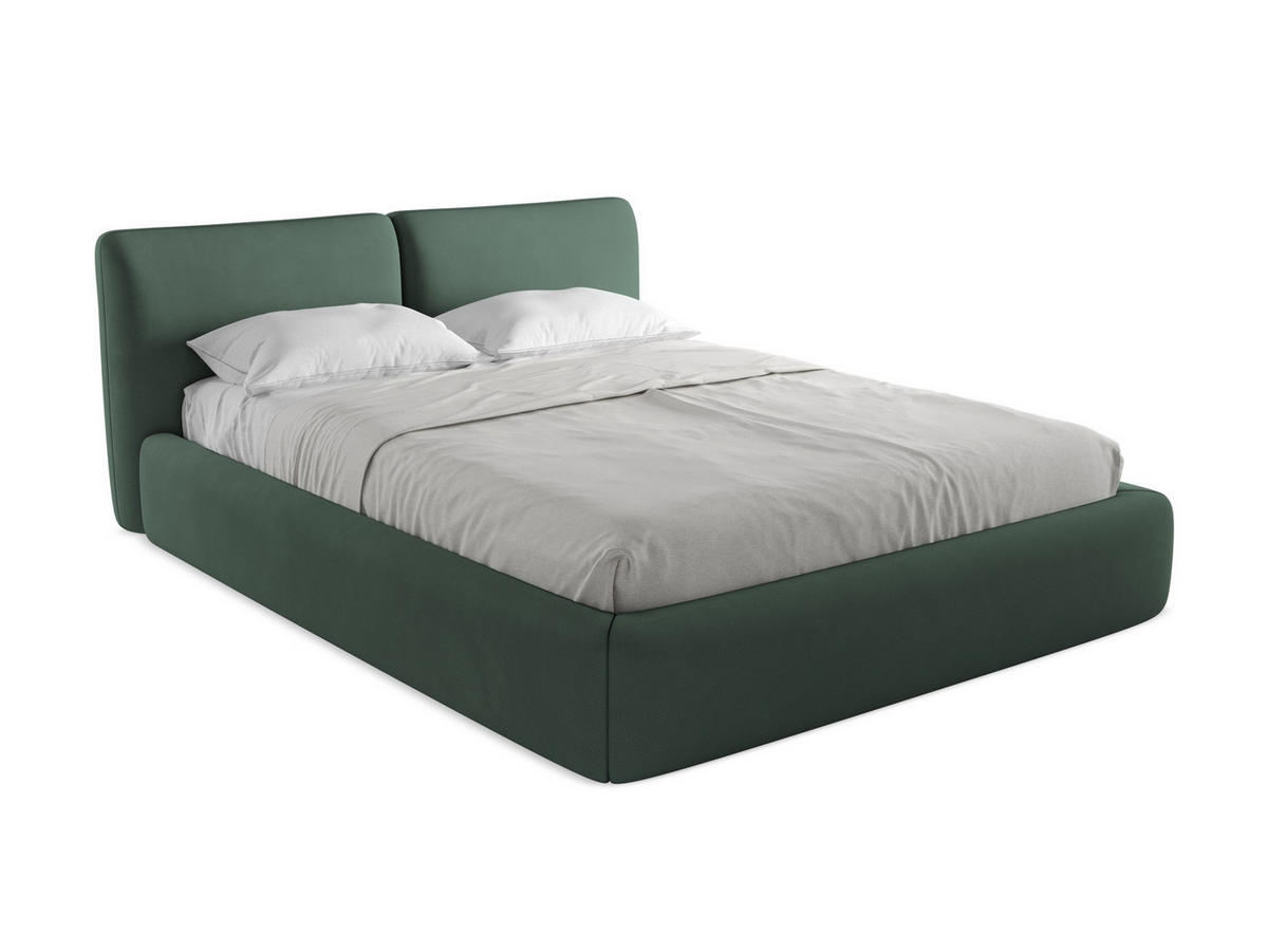 POLSTERBETT mit Bettkasten und Lattenrost 180x228 Grün - Schwarz/Grün, Kunststoff/Textil (160/200cm) - Makamii