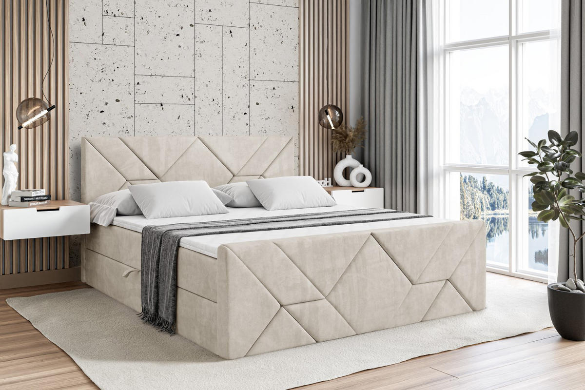 BOXBETT BARWA-Z - 120x200 cm - H4 - Ecru - Ecru, Holzwerkstoff (120/200cm) - ALTDECOR