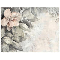 FOTOTAPETE Blätter Vintage Beton Wohnzimmer Tapete 300x210 - Multicolor, Papier (300/210cm) - Wallarena