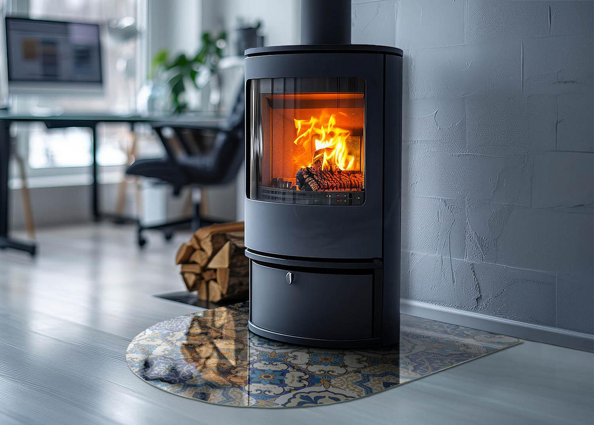 GLASPLATTE für Kamin 80x70 cm - Blau, Glas (80/70/0.4cm) - TULUP