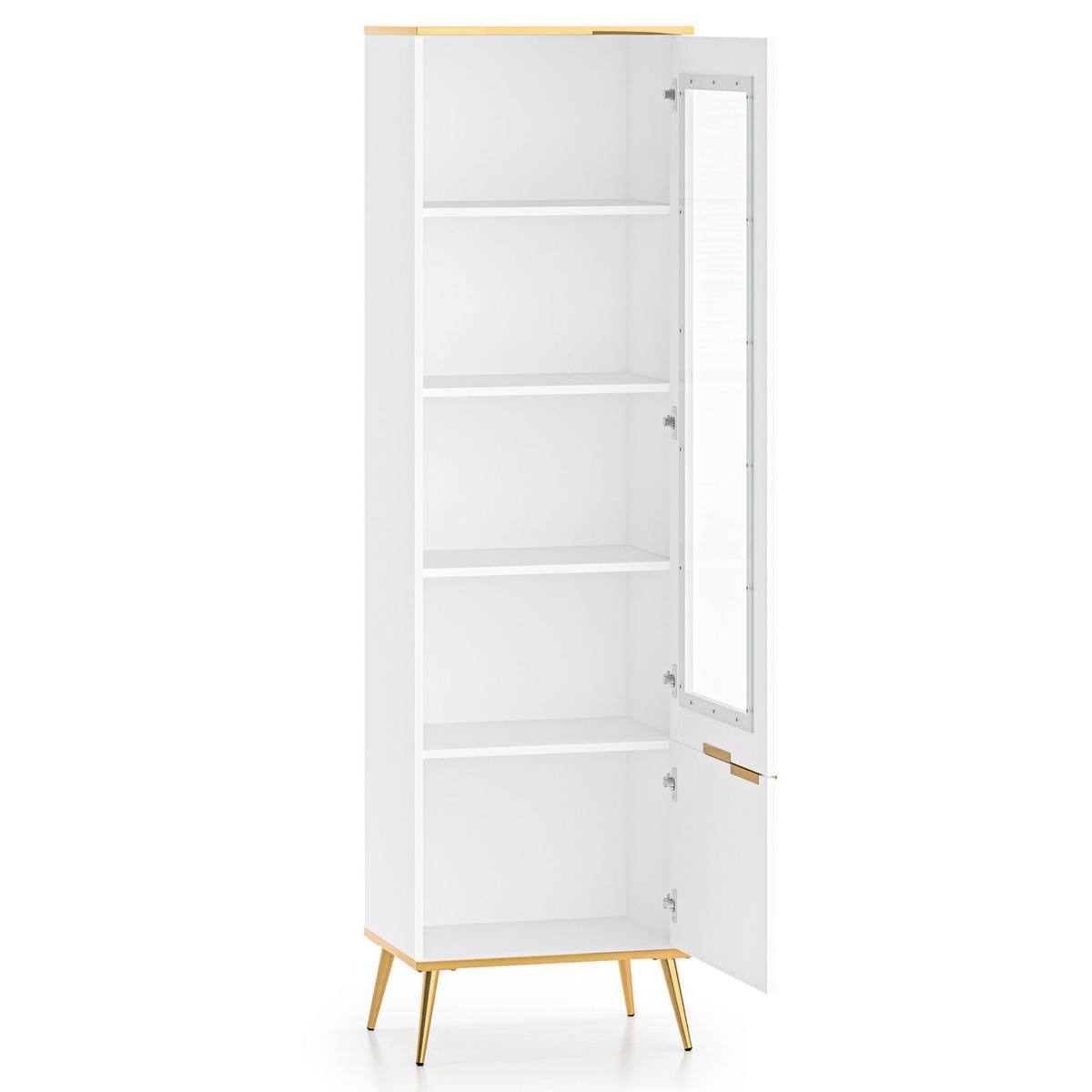 GLASVITRINE VELTI,Weiß - Weiß, Glas/Holzwerkstoff (55/195/40cm) - KONSIMO®