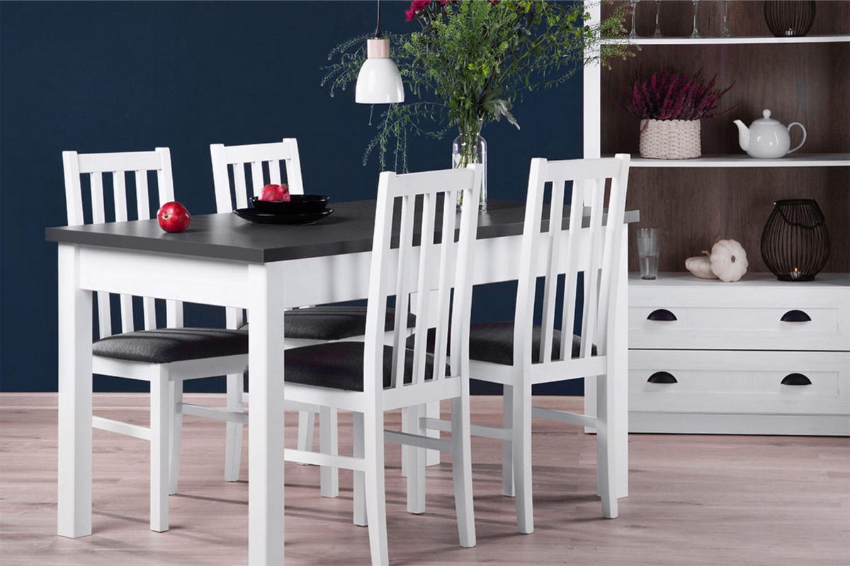 ESSTISCH CENARE Klappbarer, weiß/grau - Weiß/Grau, Holz (90/160/78cm) - KONSIMO®